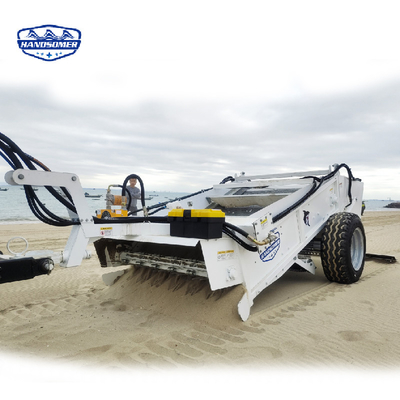 1800 kg Gewicht Hydraulisch gecontroleerd trillend scherm Sand Beach Reiniging Equipment